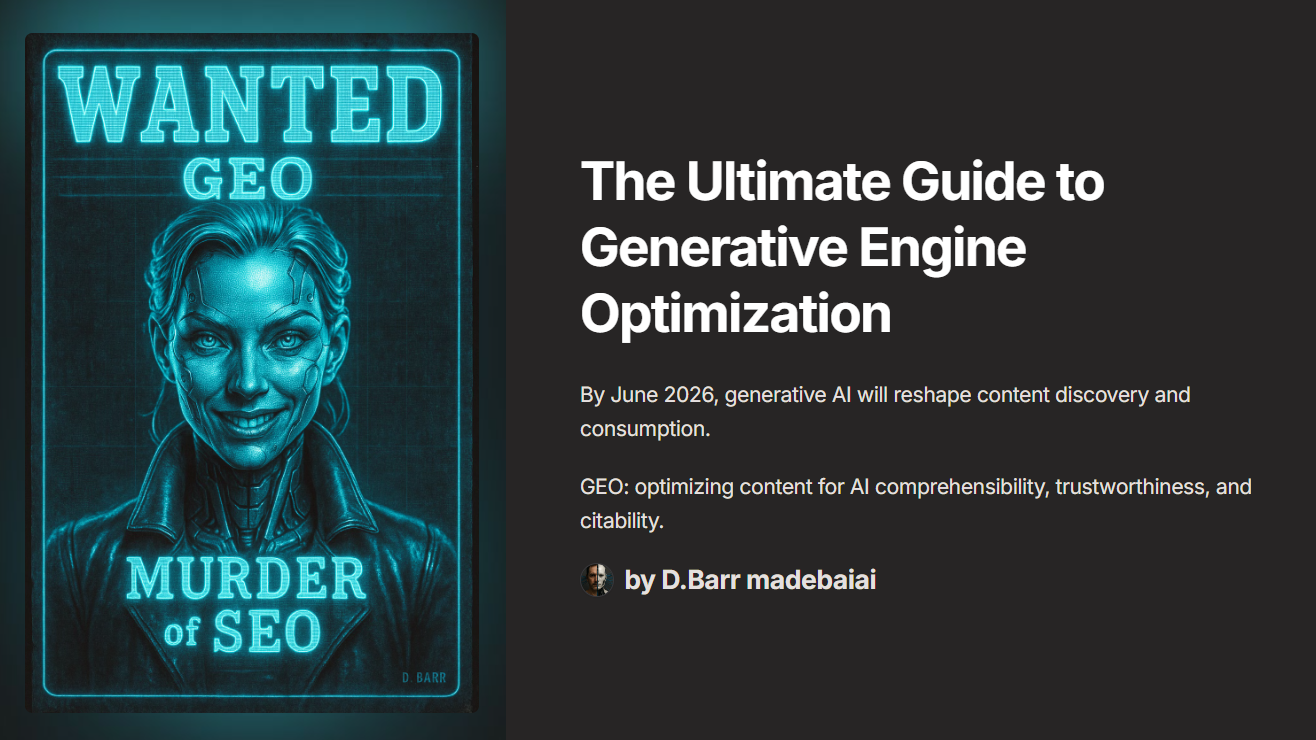 An image styled as a vintage 'Wanted' poster announcing the 'Murder of SEO' by 'GEO' (Generative Engine Optimization).